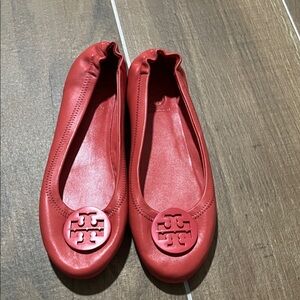 Cherry Red leather Flats